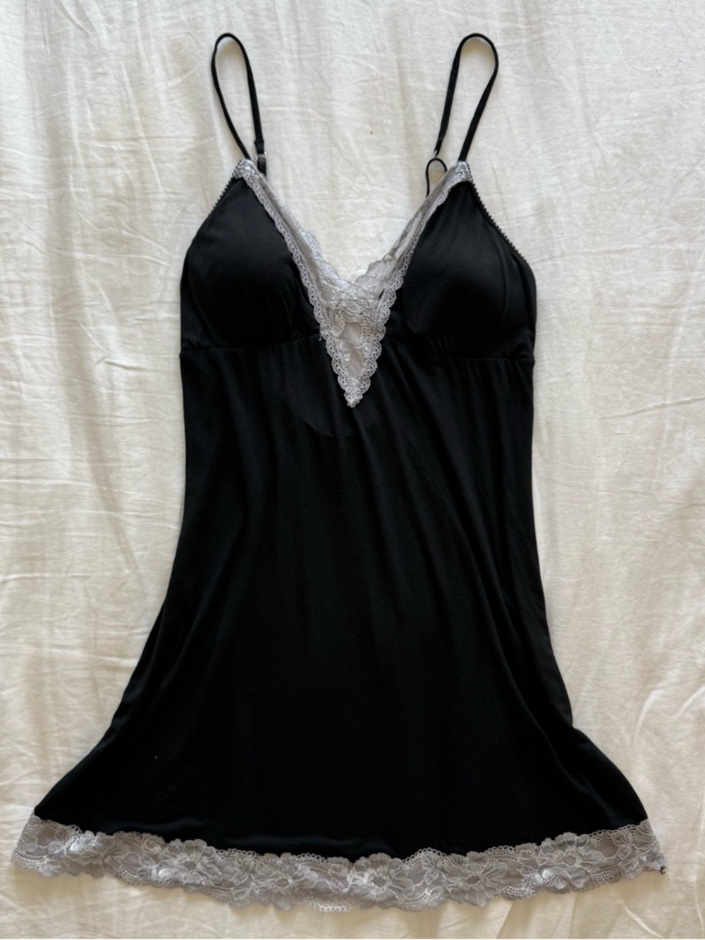 victoria's secret black + grey lace modal dress